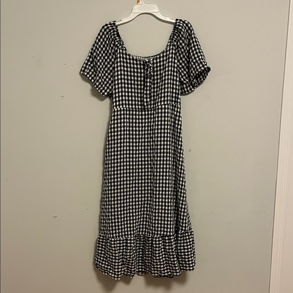 Navy Blue and White Gingham Dress